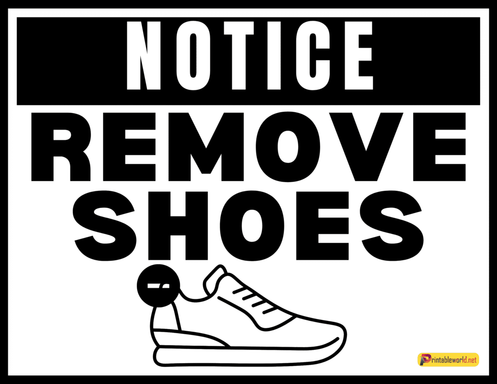 10 Printable Please Remove Your Shoes Sign