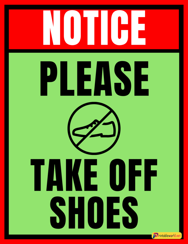 10+ Printable Please Remove Your Shoes Sign
