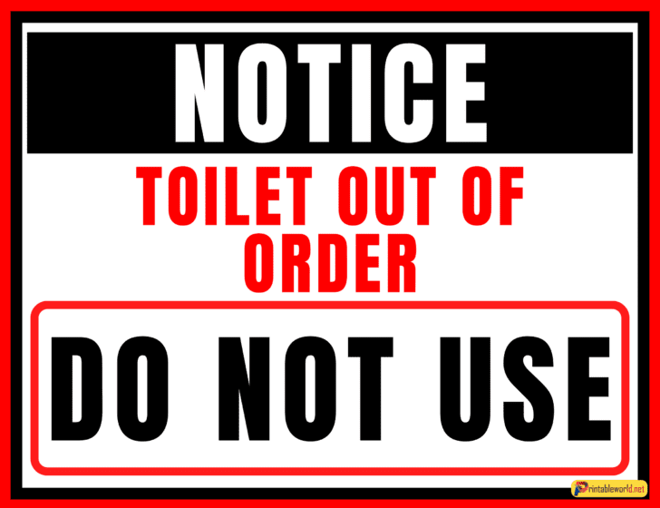 10+ Printable Toilet out Of order Sign - Printable World